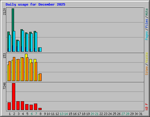 Daily usage for December 2025
