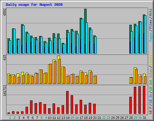 Daily usage for August 2026