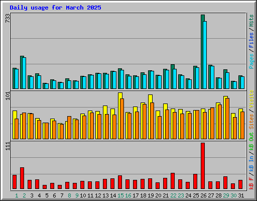 Daily usage for March 2025