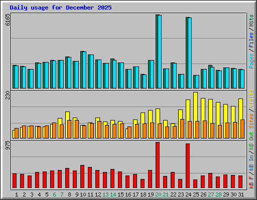 Daily usage for December 2025